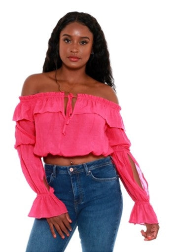 Highlight Off-shoulder Ruffle Top Walk With Me Boutique