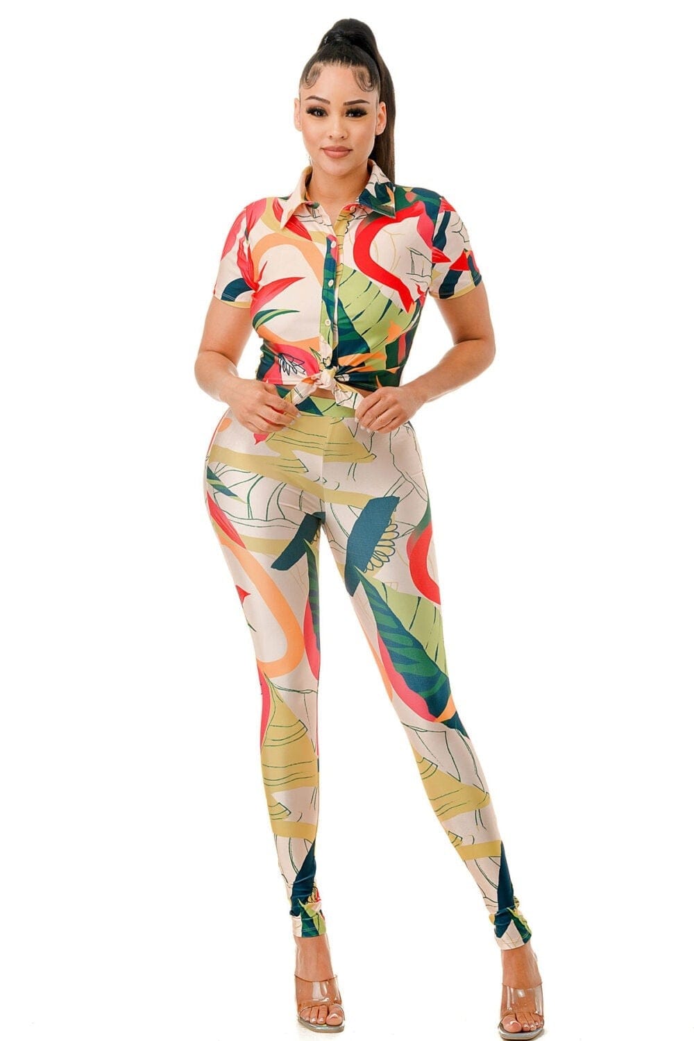 Highlight Print 2pc Pant Set (Plus Size) Walk With Me Boutique