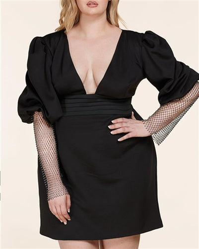 L'atiste by Amy Mesh Sleeve V-neck Dress