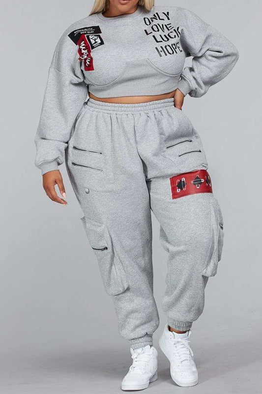 L'Rev37 Fleece Knit 2pc Jog Set Walk With Me Boutique