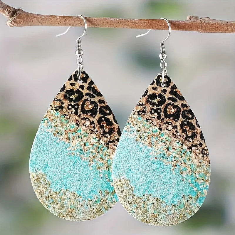 Blue Leopard Earrings Walk With Me Boutique