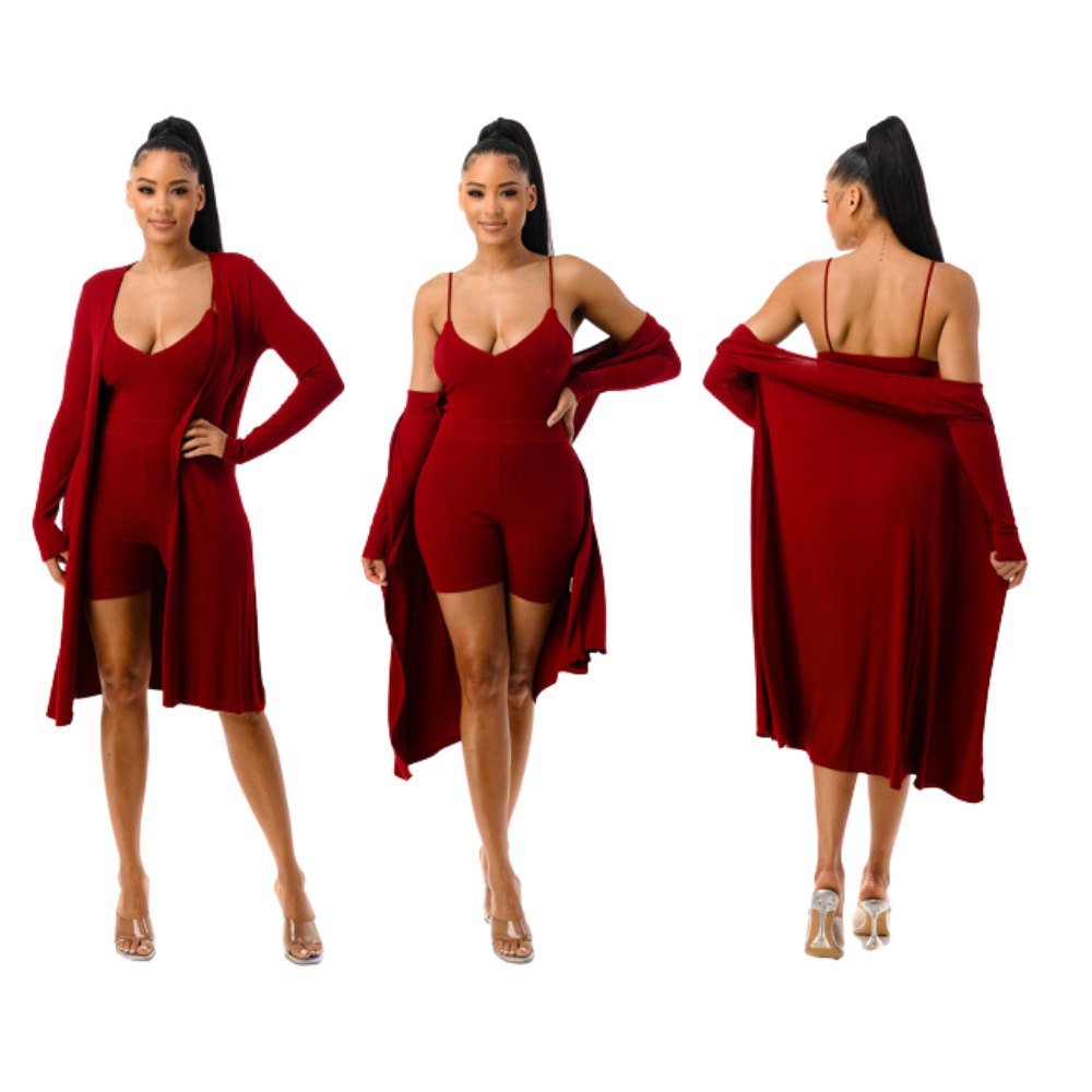 Highlight Romper and Duster Ribbed Knit 2pc Set The Immediate Resource