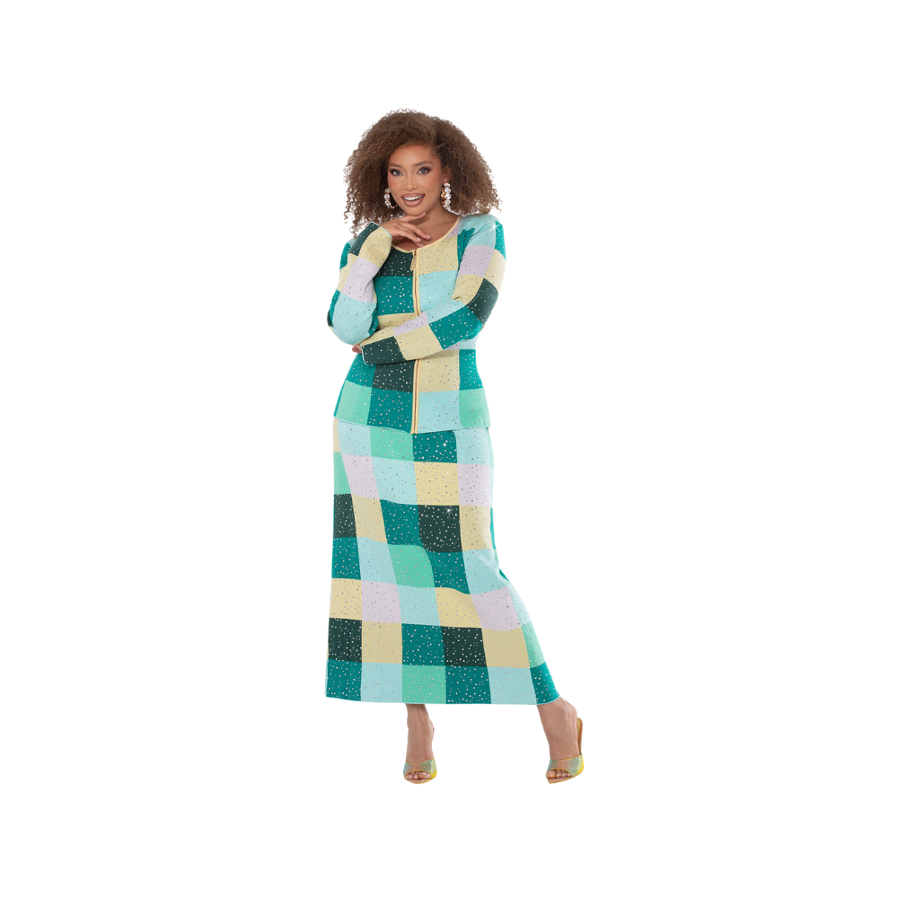 Donna Vinci Rhinestone Trim Zip Up Skirt Suit The Immediate Resource
