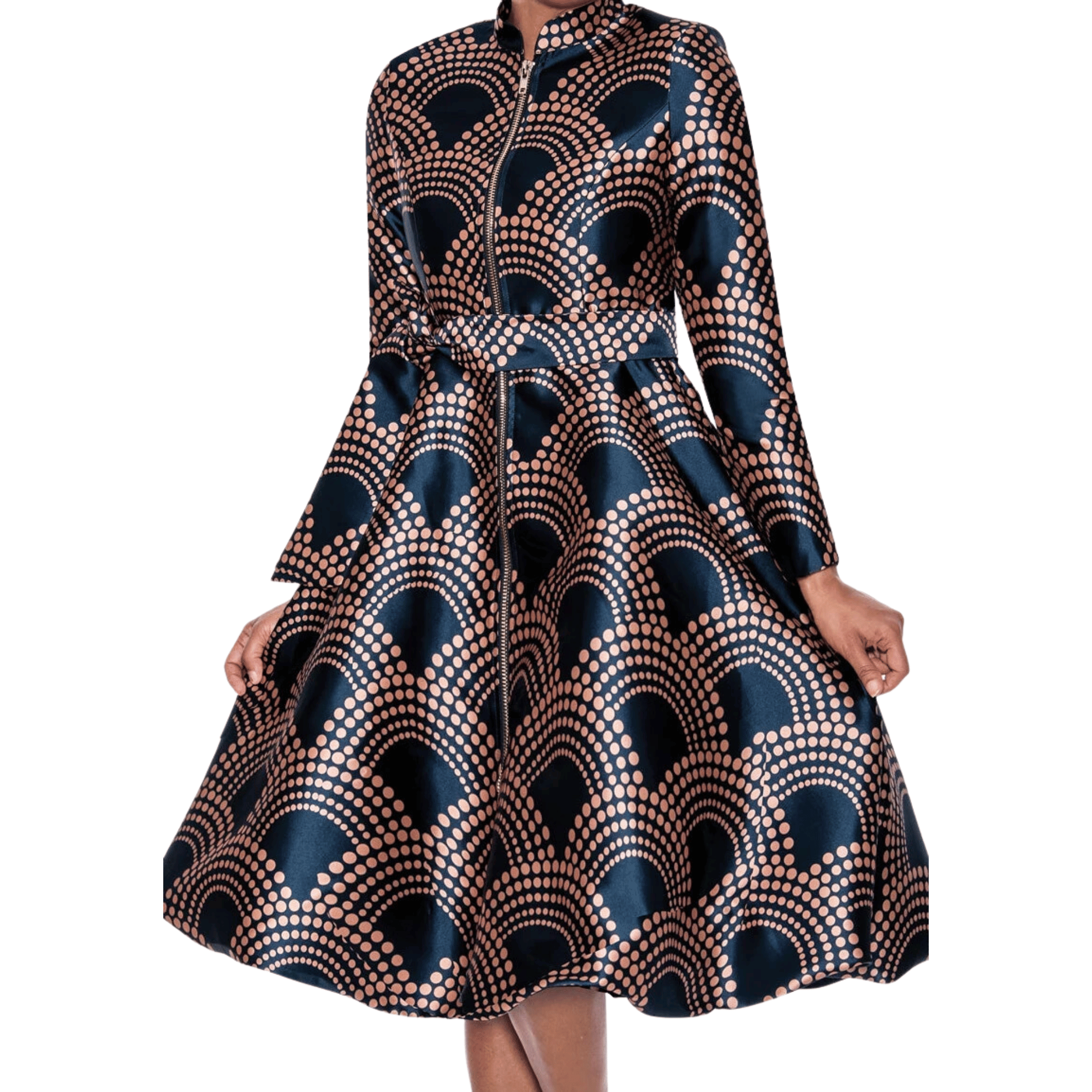Dresses by Nubiano Belted Zip-front Print Dress The Immediate Resource