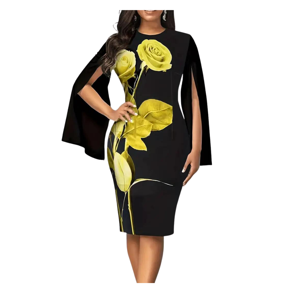 Yellow Floral Print Dress Walk With Me Boutique