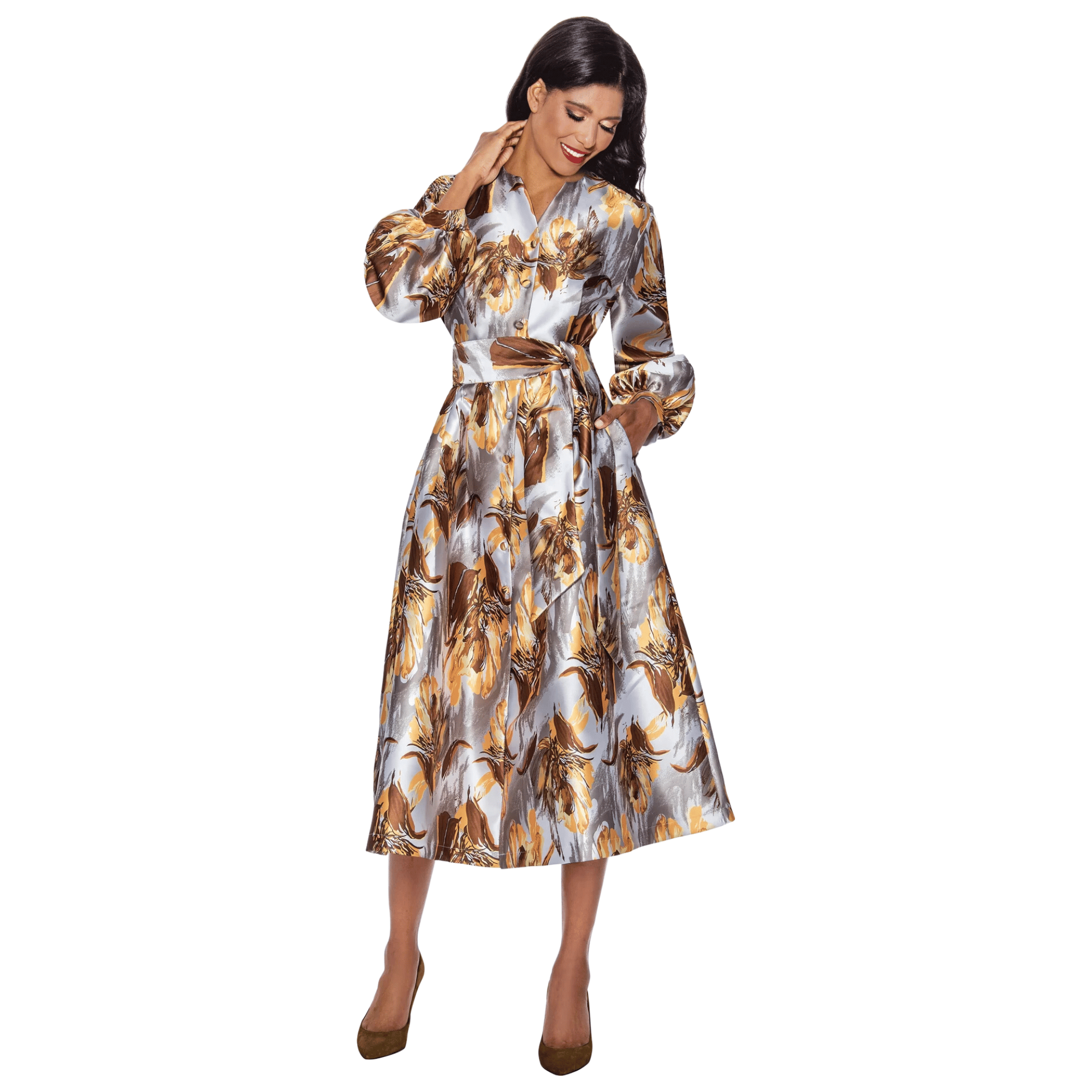 Dresses by Nubiano Belted Print Dress The Immediate Resource