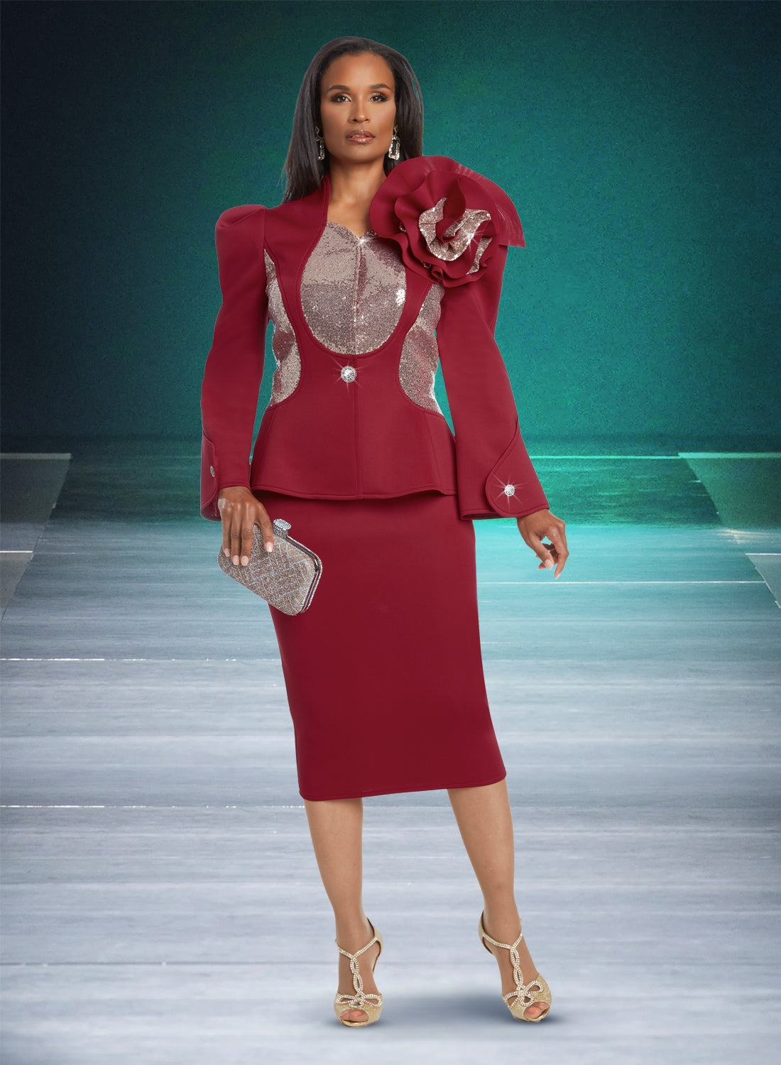 Donna Vinci Scuba Sequin Insert 2pc Skirt Suit The Immediate Resource