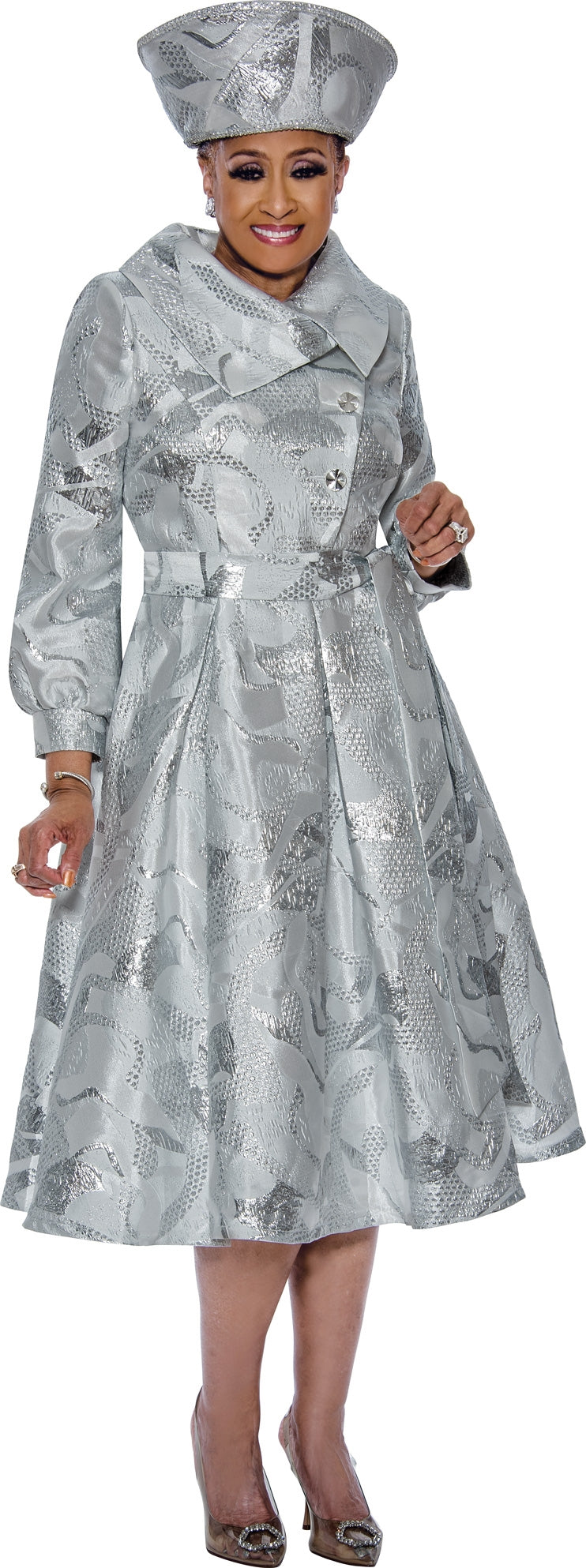 Dorinda Clark Cole Jacquard Print Tie Waist Dress Walk With Me Boutique