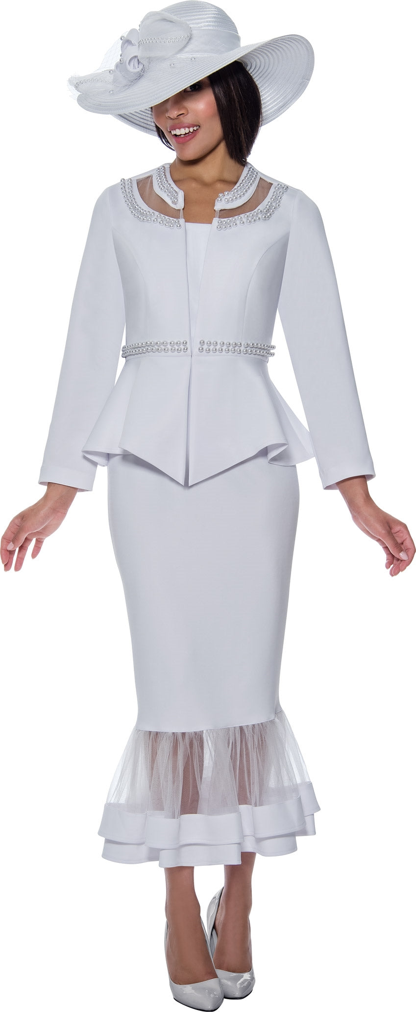 GMI Skirt Suit Mesh Hem Walk With Me Boutique