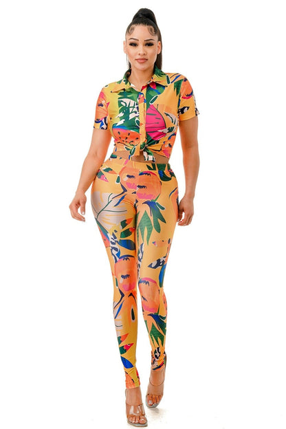Highlight Print 2pc Pant Set Walk With Me Boutique