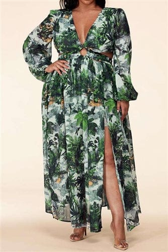l'atiste maxi dress Flirty~ Latiste Curvy Blue Forest/Fern Maxi Dress