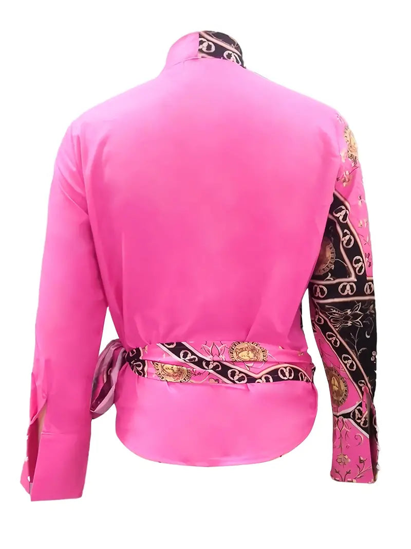 Leopard & Floral Print Wrap Blouse Walk With Me Boutique