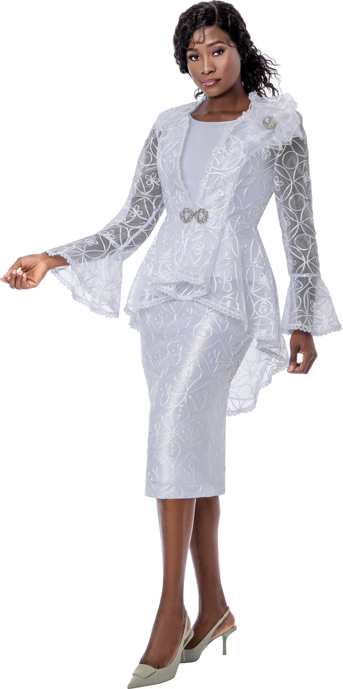 Terramina Lace Sequin 3pc Skirt Suit Walk With Me Boutique