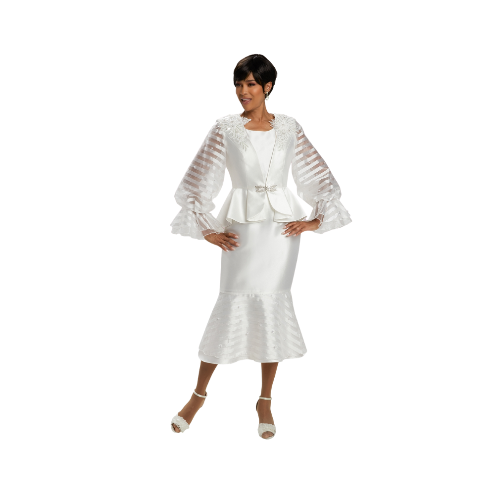 Donna Vinci Striped Organza 3pc Skirt Suit Walk With Me Boutique