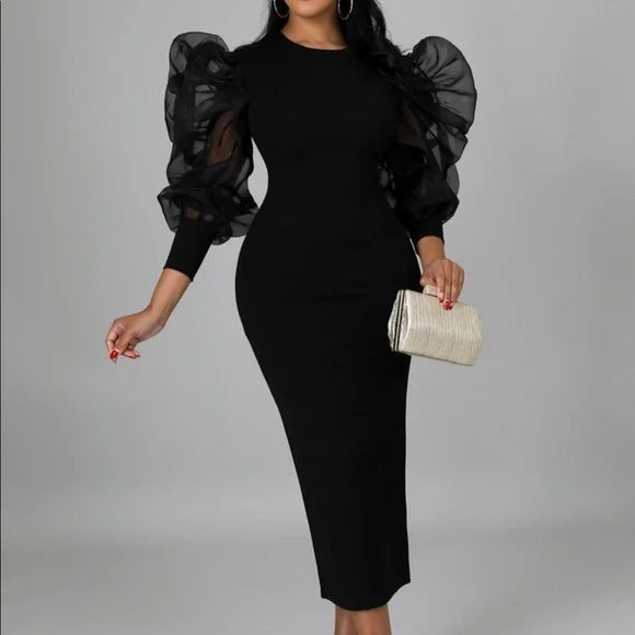 Puff Lantern Sleeve Dress Walk With Me Boutique