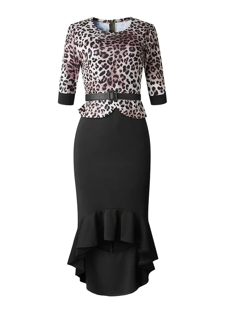 Leopard Print Waist Dress Walk With Me Boutique